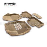 Текстильные 3D коврики Euromat3D Lux в салон для Volvo S 80 (2006-) № EM3D-005507T Бежевые