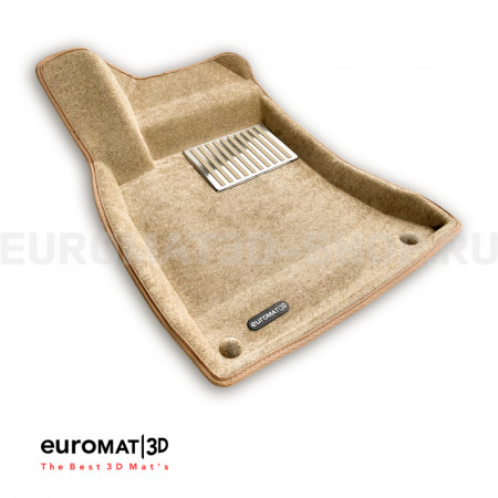 Текстильные 3D коврики Euromat3D Lux в салон для Mercedes CLA-Class (C117) (2013-2018) № EM3D-003516T Бежевые
